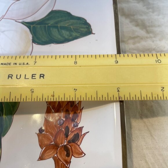 Hand-Painted Ceramic Magnolia Tile Wall Art From Italy - Picture 9 of 10